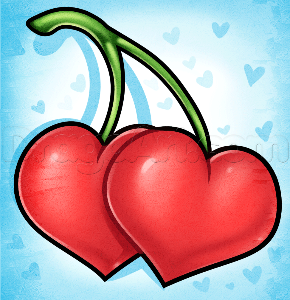 973x1007 How To Draw Cherry Hearts, Step