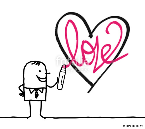 500x445 Cartoon Man Drawing A Sketchy Heart Stock Image And Royalty Free