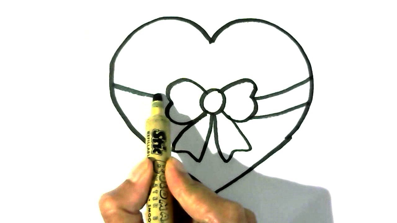 1280x720 How To Draw Heart With Bow In Easy Steps For Children, Kids
