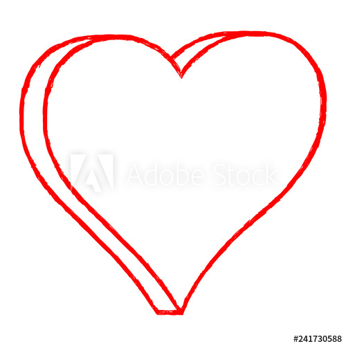 500x500 red heart drawing is created with a ballpoint pen from the hand