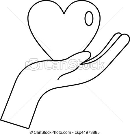 450x466 heart in hand icon, outline style heart in hand icon vector