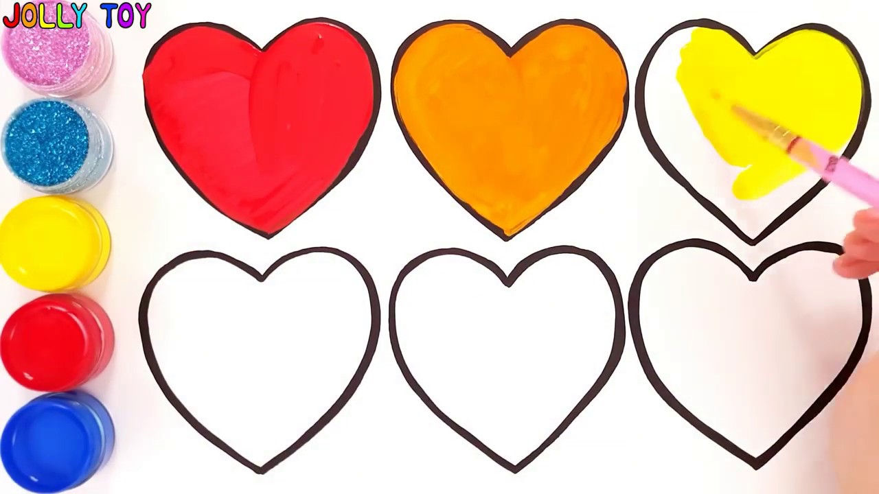1280x720 Glitter Heart Coloring And Drawing For Kids, Toddlers Edu Extra