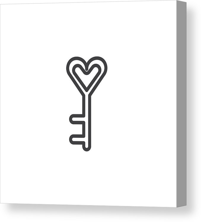 678x750 Heart Key Line Icon Canvas Print Canvas Art