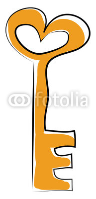 193x400 A Beautiful Golden Color Key With The Design Of Heart Vector Color