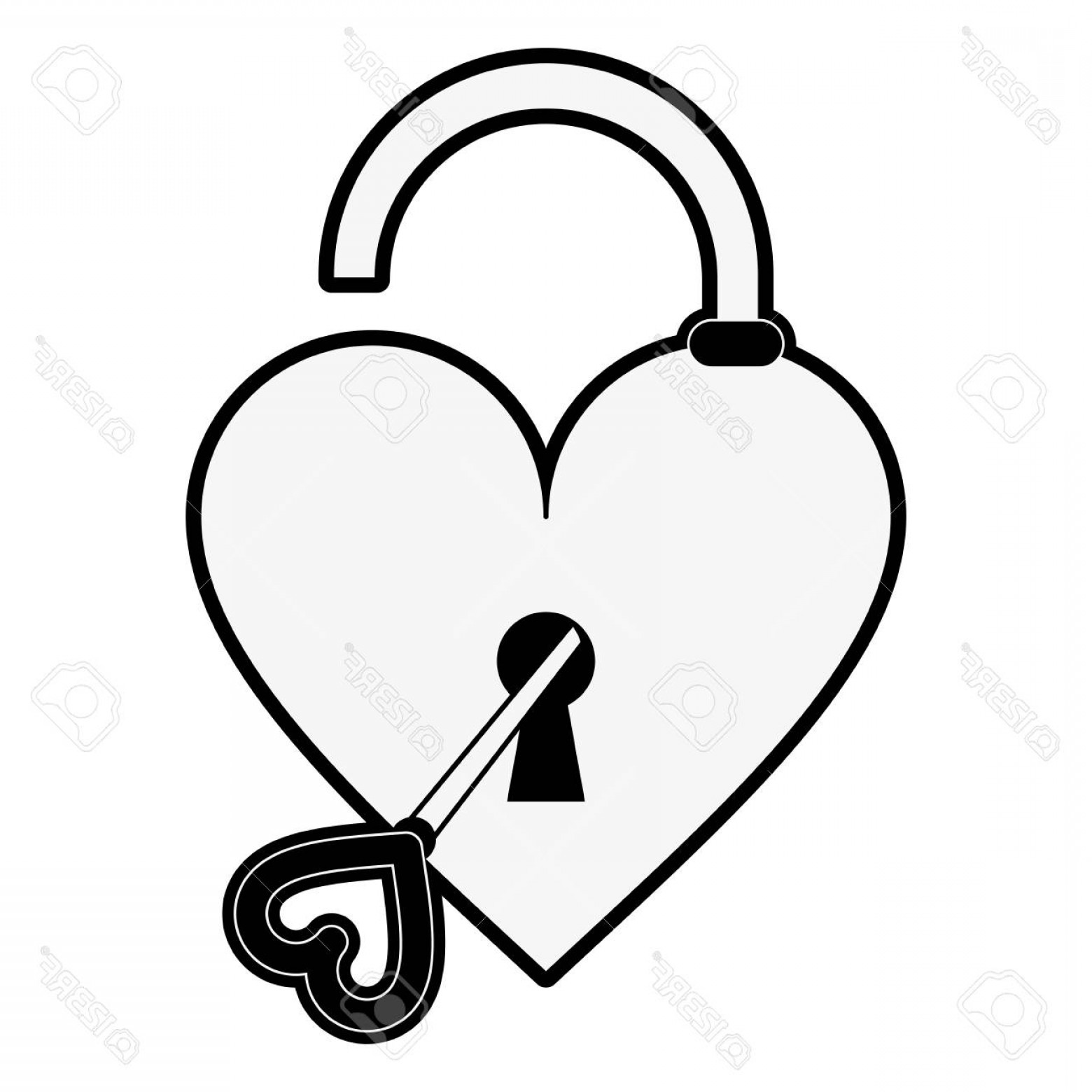 1560x1560 Photostock Vector Open Heart Shape Safety Lock With Key Valentines