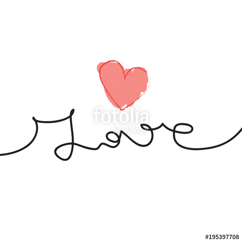 500x500 Continuous Line Drawing Of Word Love Love Vector Illustration