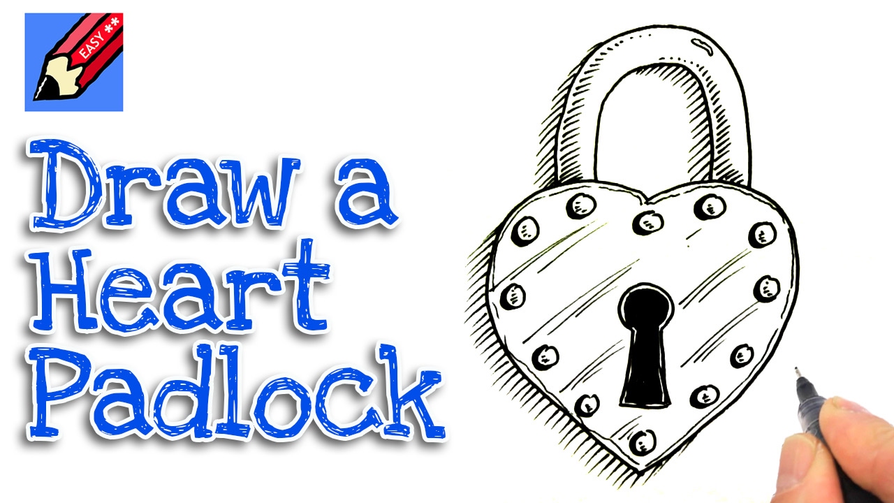 1280x720 how to draw a heart shaped padlock real easy