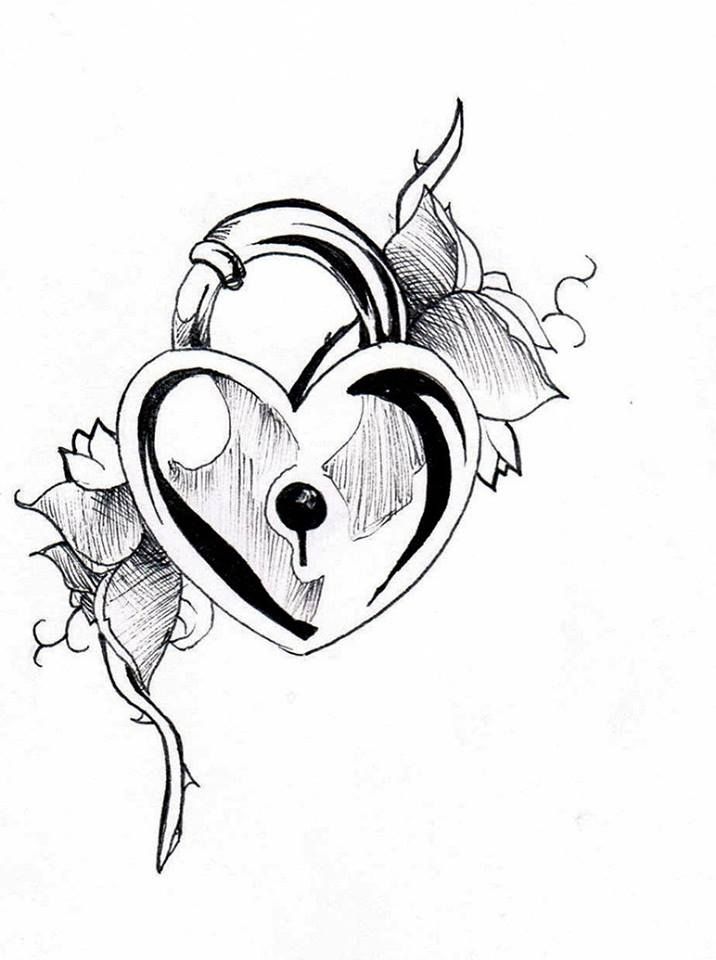 716x960 Heart Drawing Lock And Key For Free Download