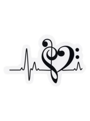 297x400 Music Clef Heart Monitor Sticker Patches, Buttons And Stickers