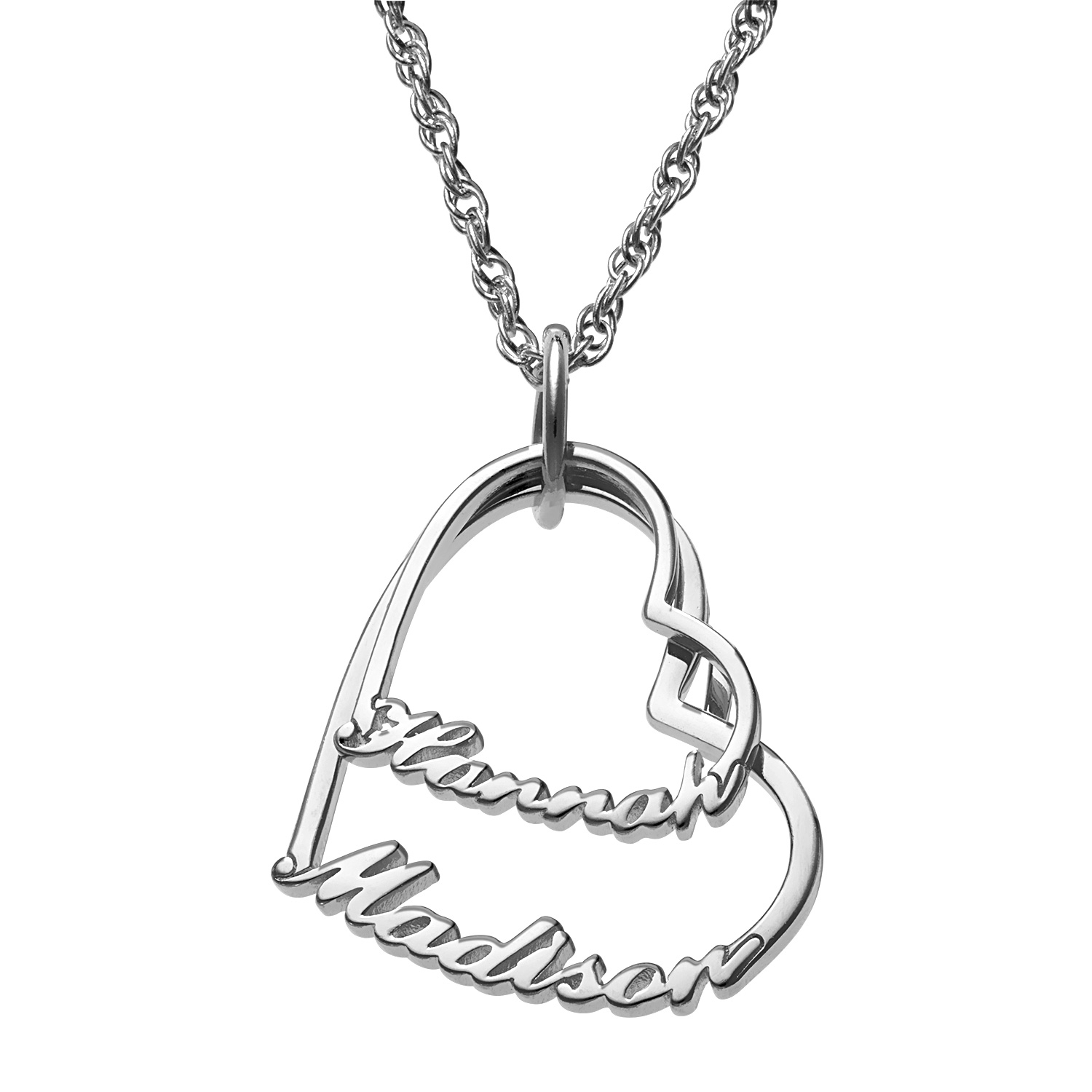 1500x1500 Sterling Silver Script Name With Heart Necklace