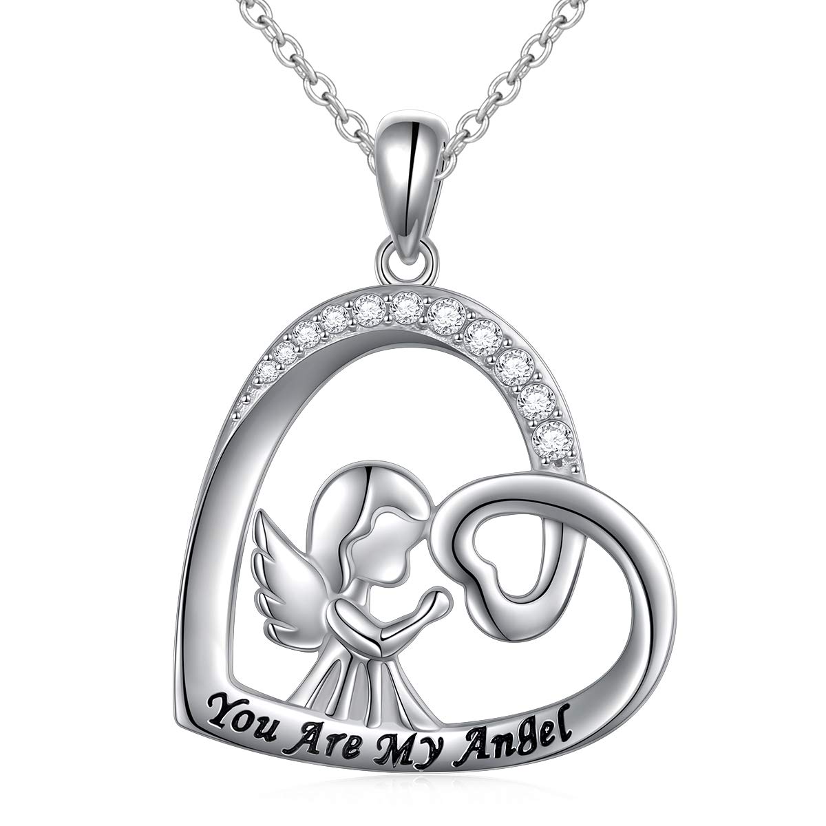 1200x1200 Sterling Silver You Are My Angel In Heart Pendant