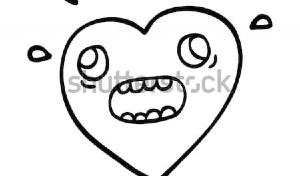 1024x600 Outline Drawing Of A Heart Line Drawing Cartoon Heart Panicking