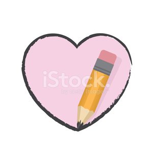 300x300 Pencil Drawing Heart Premium Clipart