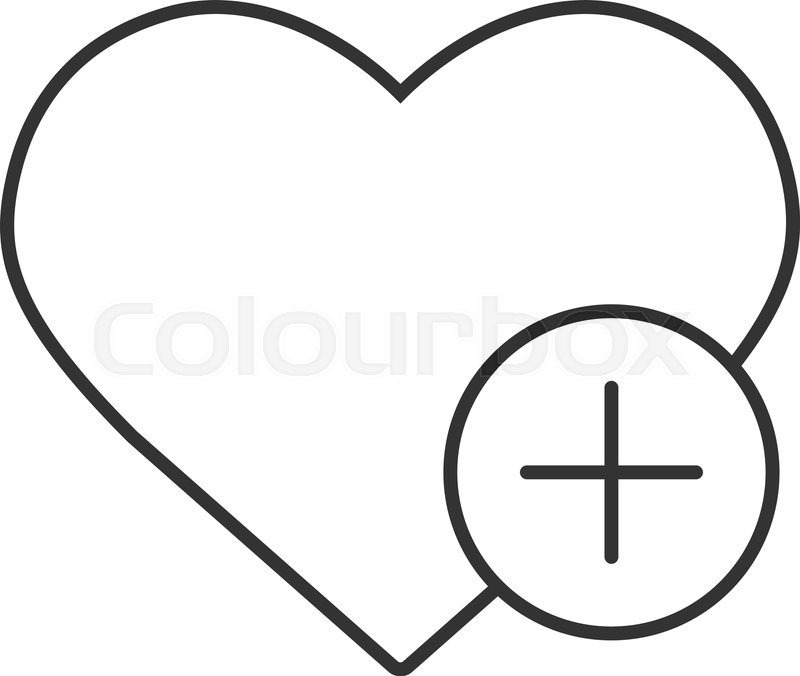 800x676 Heart Shape With Plus Sign Linear Stock Vector Colourbox