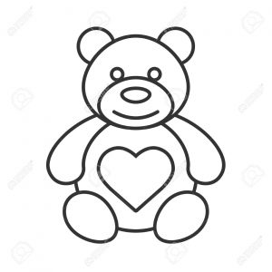 300x300 Fortune Teddy Bear Outline Drawing With Heart Shape Linear Icon