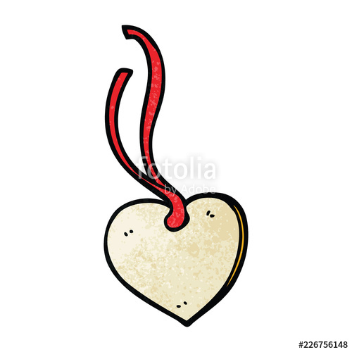 500x500 Line Drawing Cartoon Heart Shaped Gift Tag Stock Image