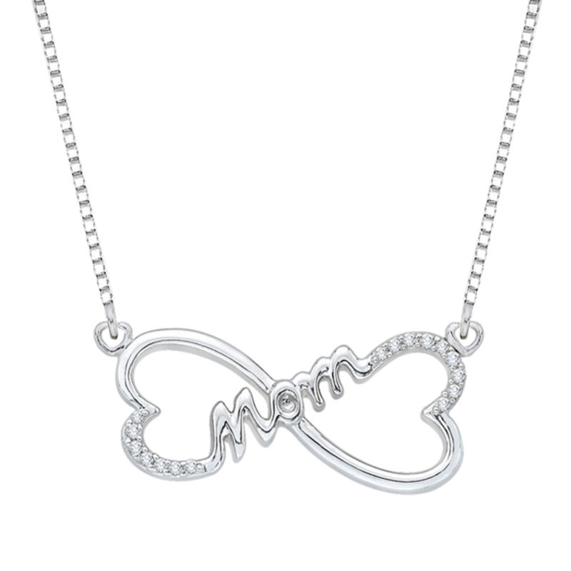 800x800 Diamond Accent Sideways Heart Shaped Infinity With Mom Necklace