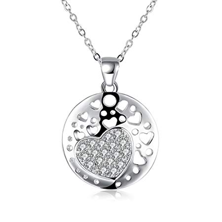 450x450 Hox Creative Heart Shaped Diamond Necklace, Silver
