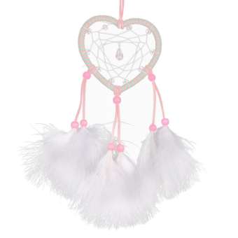 340x340 Pink Heart Shape Handmade Hanging Decoration Feather Dream Catcher
