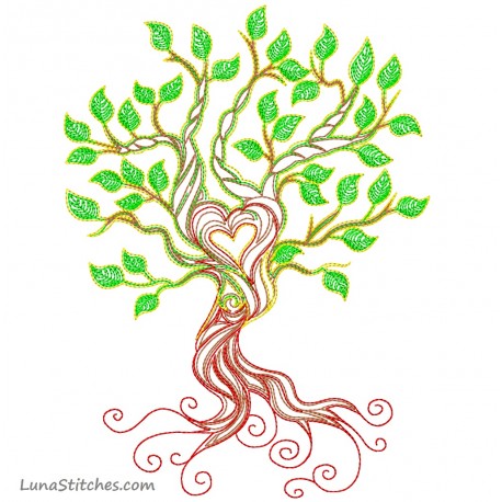458x458 Family Tree, Bean Stitches Heart Embroidery Design