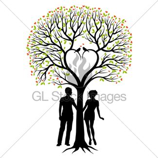 325x325 Heart Tree With Birds, Vector Gl Stock Images