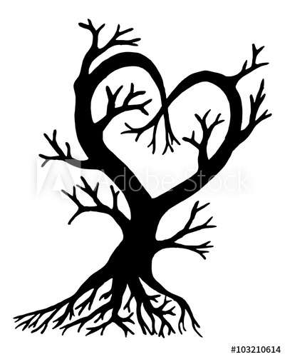 400x500 Silhouette Of A Tree In The Shape Of A Heart Isolated On White