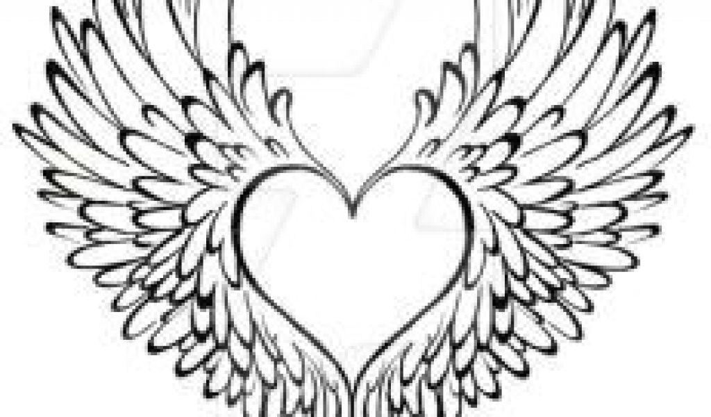 1024x600 Drawing Of A Heart With Angel Wings Best Angel Wing S