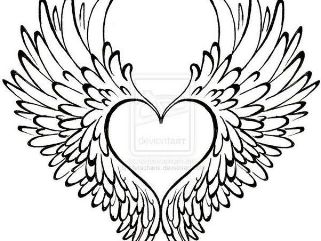 640x480 Heart Tattoos Clipart Angel Wing Drawing