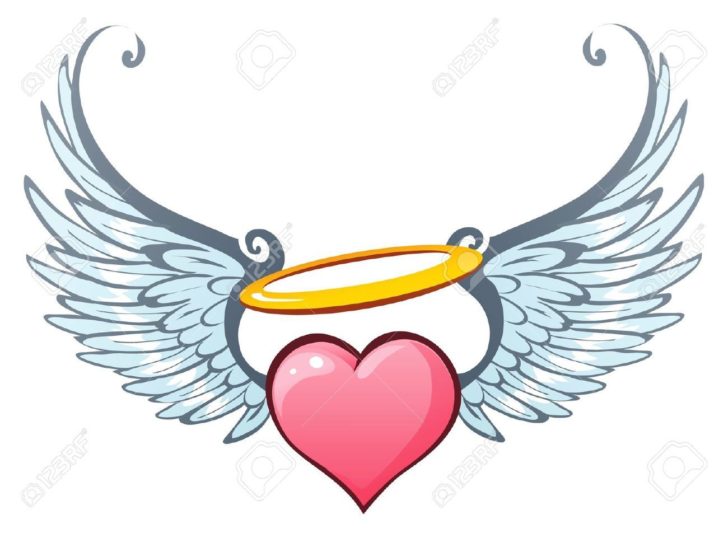 728x538 Heart With Angel Wings Drawings Pencil And In Color Drawn