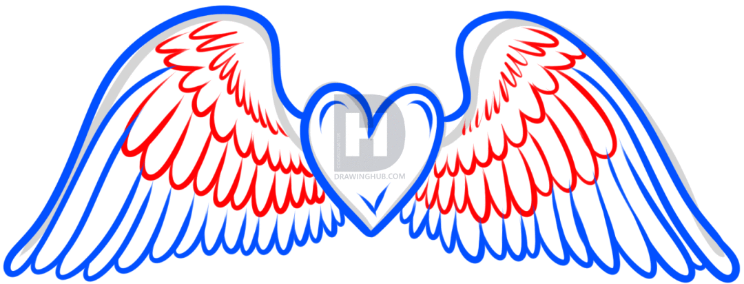 1080x412 How To Draw Angel Wings Tattoo, Step