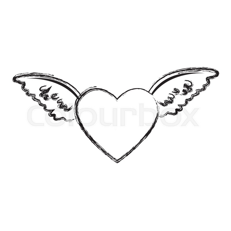 800x800 Red Heart With Angel Wings Decorated Stock Vector Colourbox