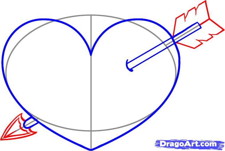 760x511 How To Draw A Heart With A Arrow, Step