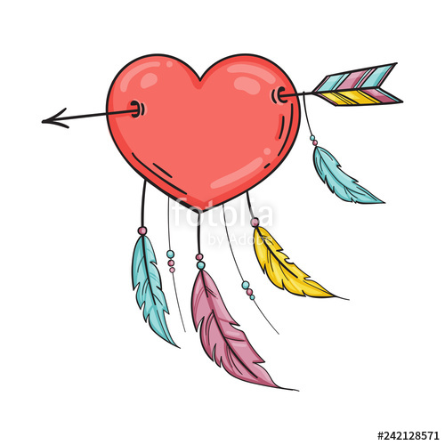 500x500 Vector Indian Heart With Arrow And Ornament Stock Image