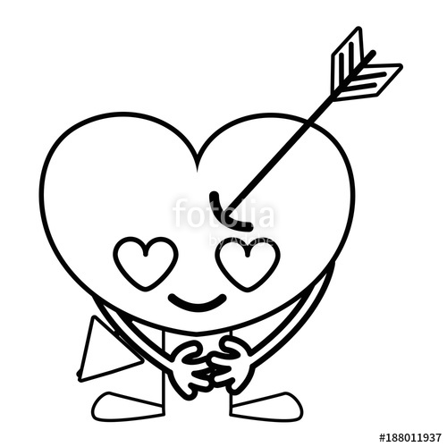500x500 Line Heart With Arrow In Love Kawaii With Arms And Legs Stock