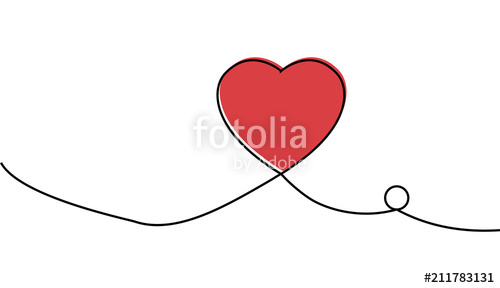 500x288 Continuous One Line Drawing Of Red Heart Isolated On White
