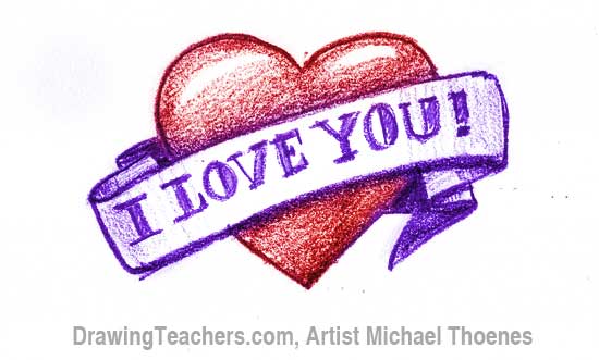 550x331 How To Draw A Heart With Banner