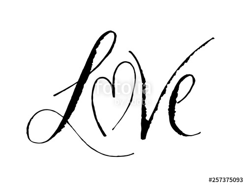 500x375 Love Ruling Pen Calligraphy Banner With Heart Stock Image