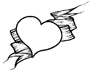 300x231 Heart With Ribbon Coloring Pages