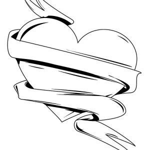 300x300 Hearts With Ribbons Coloring Pages End Of Year Heart Coloring