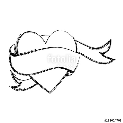 500x500 Figure Love Heart With Ribbon Decoration Design Stock Image