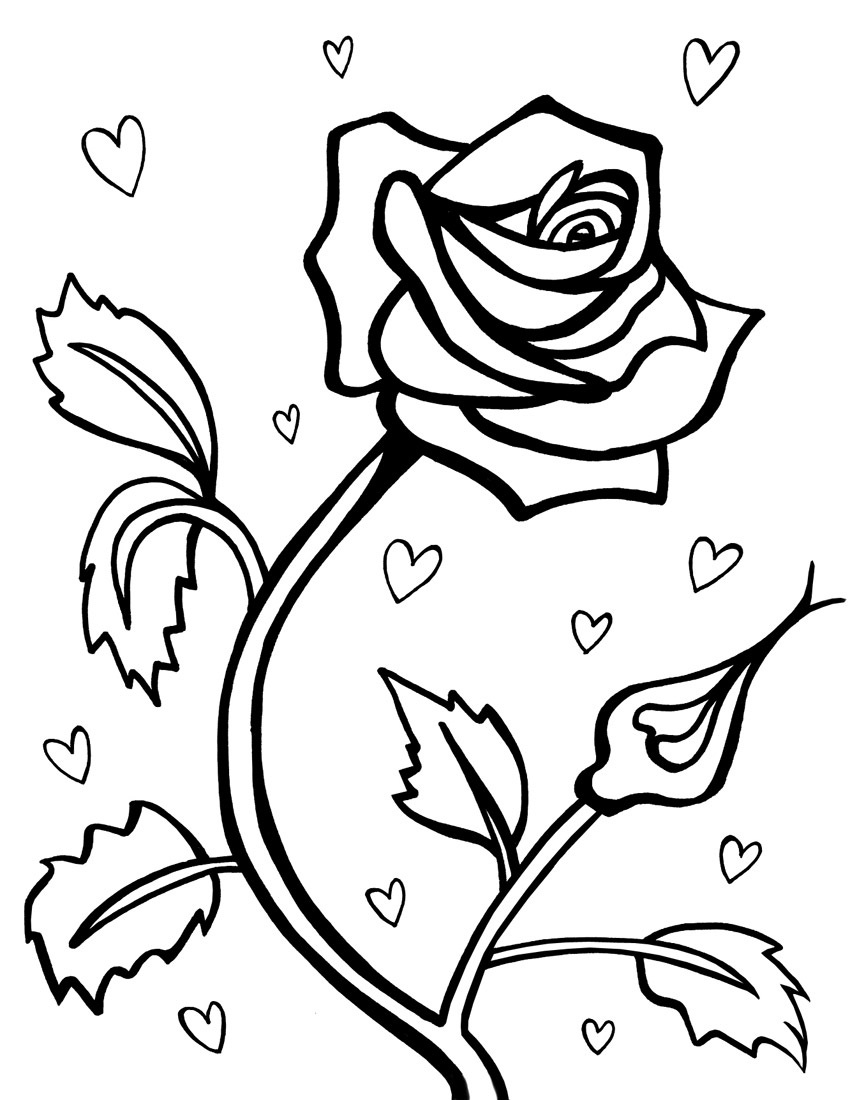 850x1100 Hearts And Roses Coloring Pages