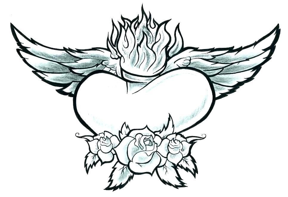 966x663 Coloring Pages Of Hearts And Roses Printable Coloring Pages Hearts