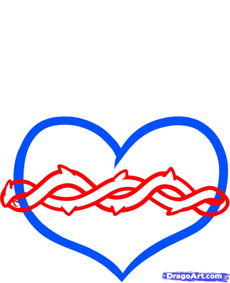 800x984 How To Draw A Sacred Heart, Step