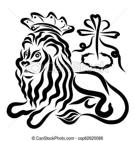 450x470 Royal Lion In The Crown, Cross, Crown Of Thorns And Heart