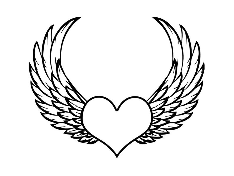 794x597 Heart Wings Love Symbol Angel Tattoo Tat Valentines Art Etsy