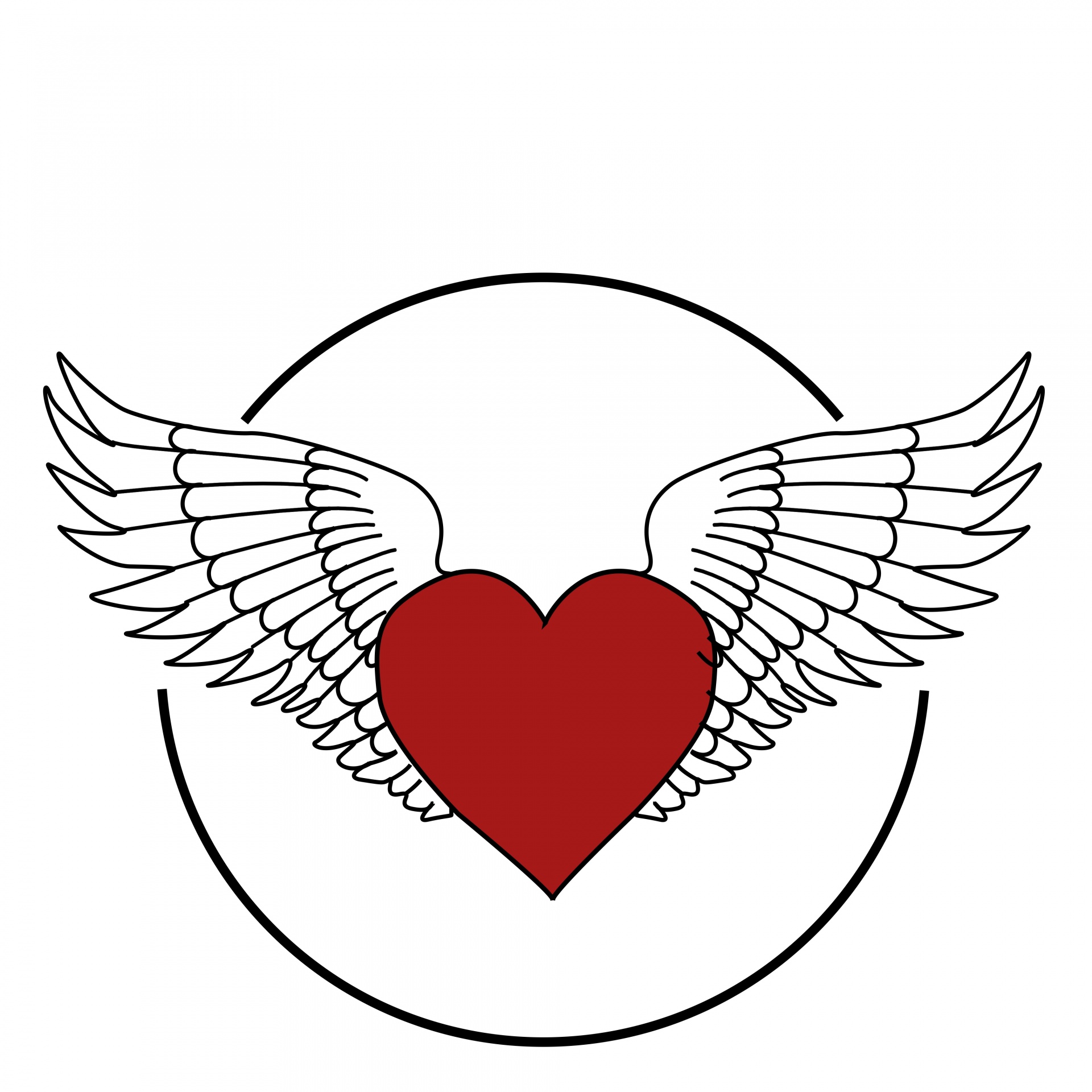 1920x1920 Red, Heart, Wings, Drawing, Symbol