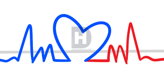 667x324 How To Draw A Heartbeat, Step