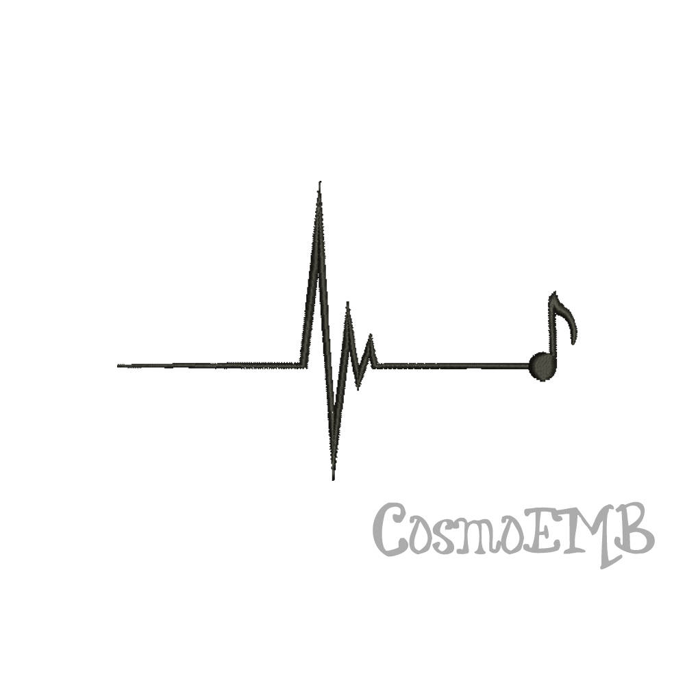 1000x1000 Size Music Note Heartbeat Design Embroidery Machine Etsy