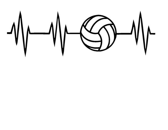 570x440 Volleyball Heartbeat Or Silhouette Instant Download Cricut