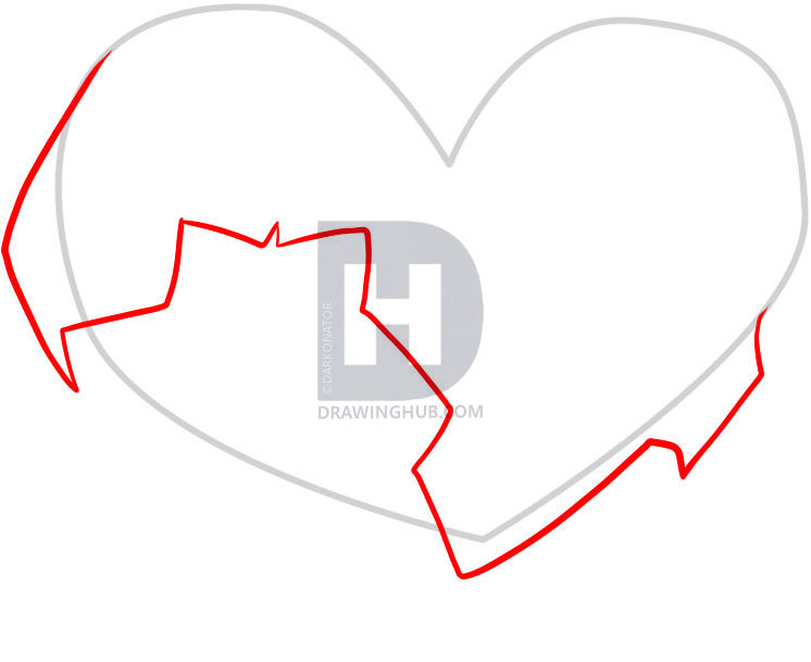 746x609 How To Draw Broken Hearts, Step